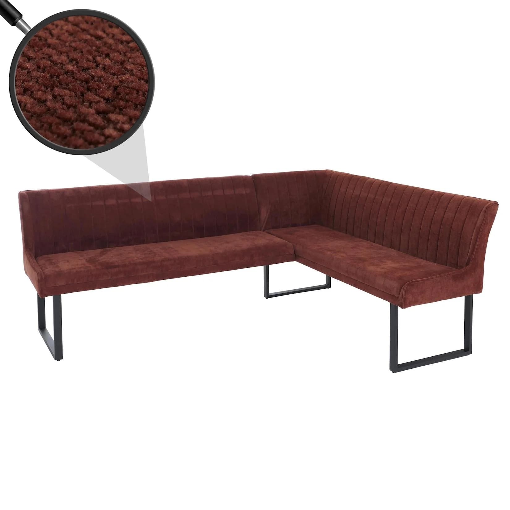 MCW Eckbank MCW-O82 Rot Chenille Metall