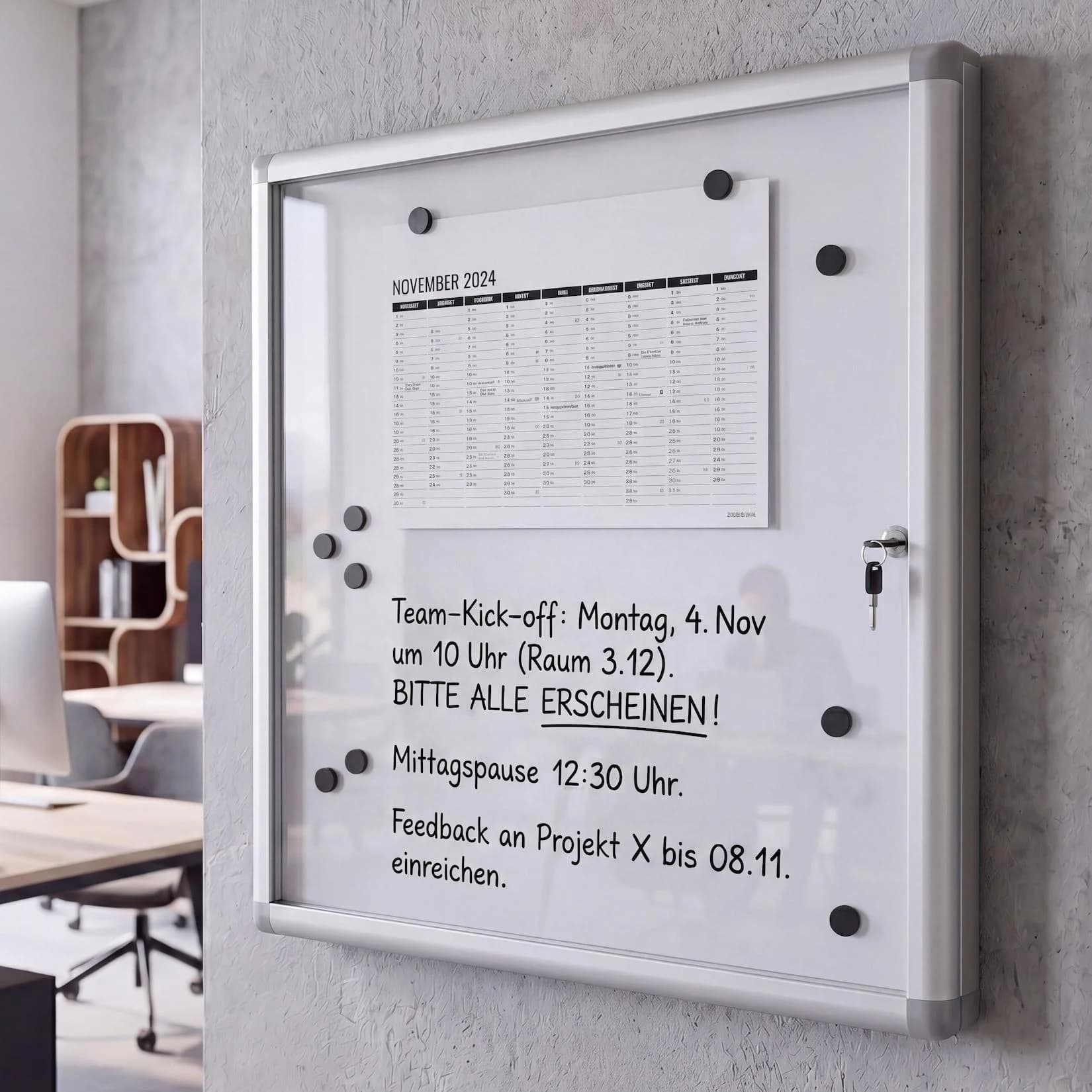 MCW-Q51 Schaukasten Whiteboard Pinnwand abschließbar
