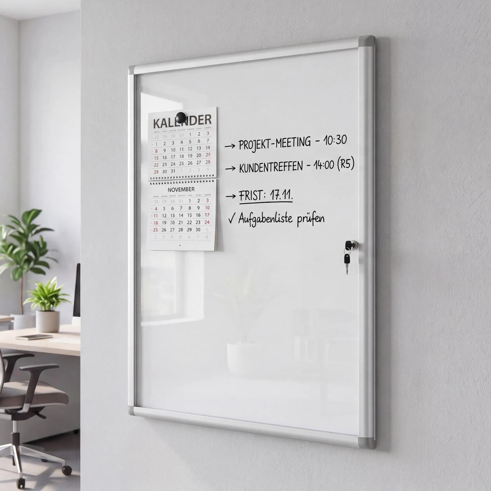 MCW Schaukasten Whiteboard Pinnwand Aluminium abschließbar