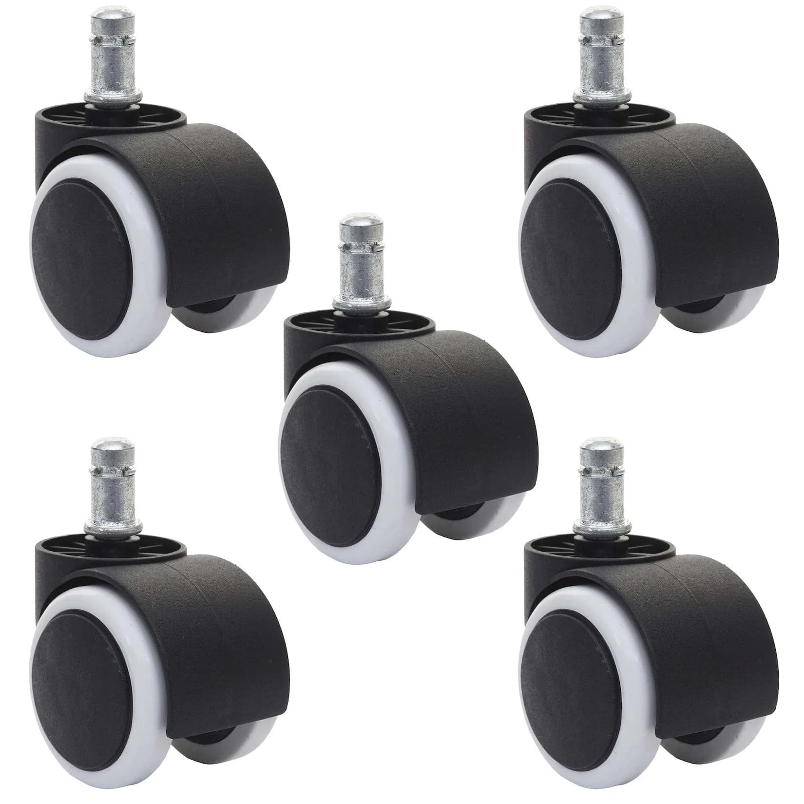 MCW 5er-Set Universalrollen MCW-L92 Bürostuhl-Rollen Hartbodenrollen Schwarz