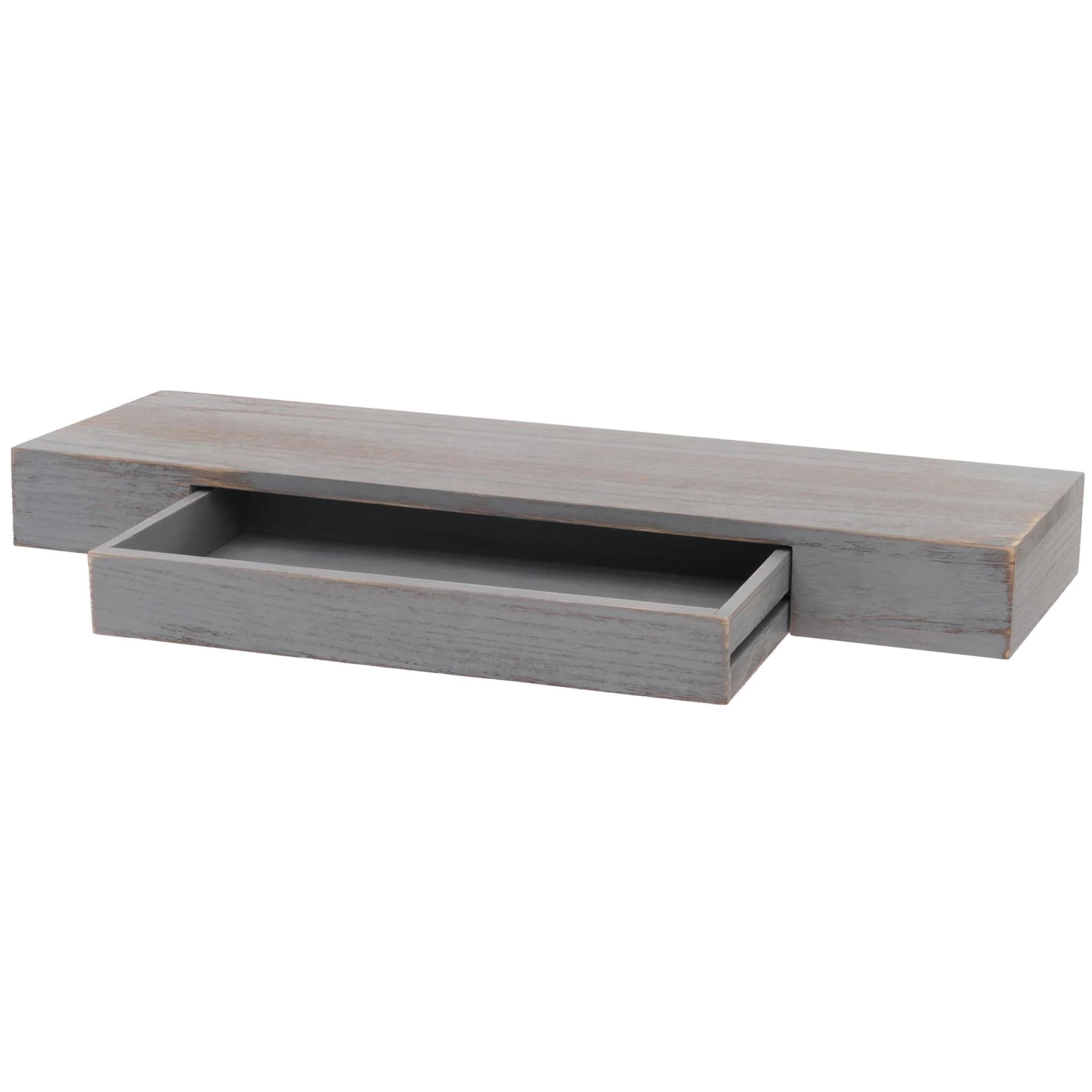 MCW Wandregal MCW-H37 mit Schublade Massivholz Braun Shabby - Bild 2