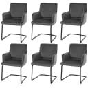 6er-Set Freischwinger MCW-N60 Esszimmerstuhl mit Armlehnen Stoff Dunkelgrau Bild 2