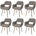 MCW 6er-Set Esszimmerstuhl Taupe Holz Stoff Bouclé Bild 2