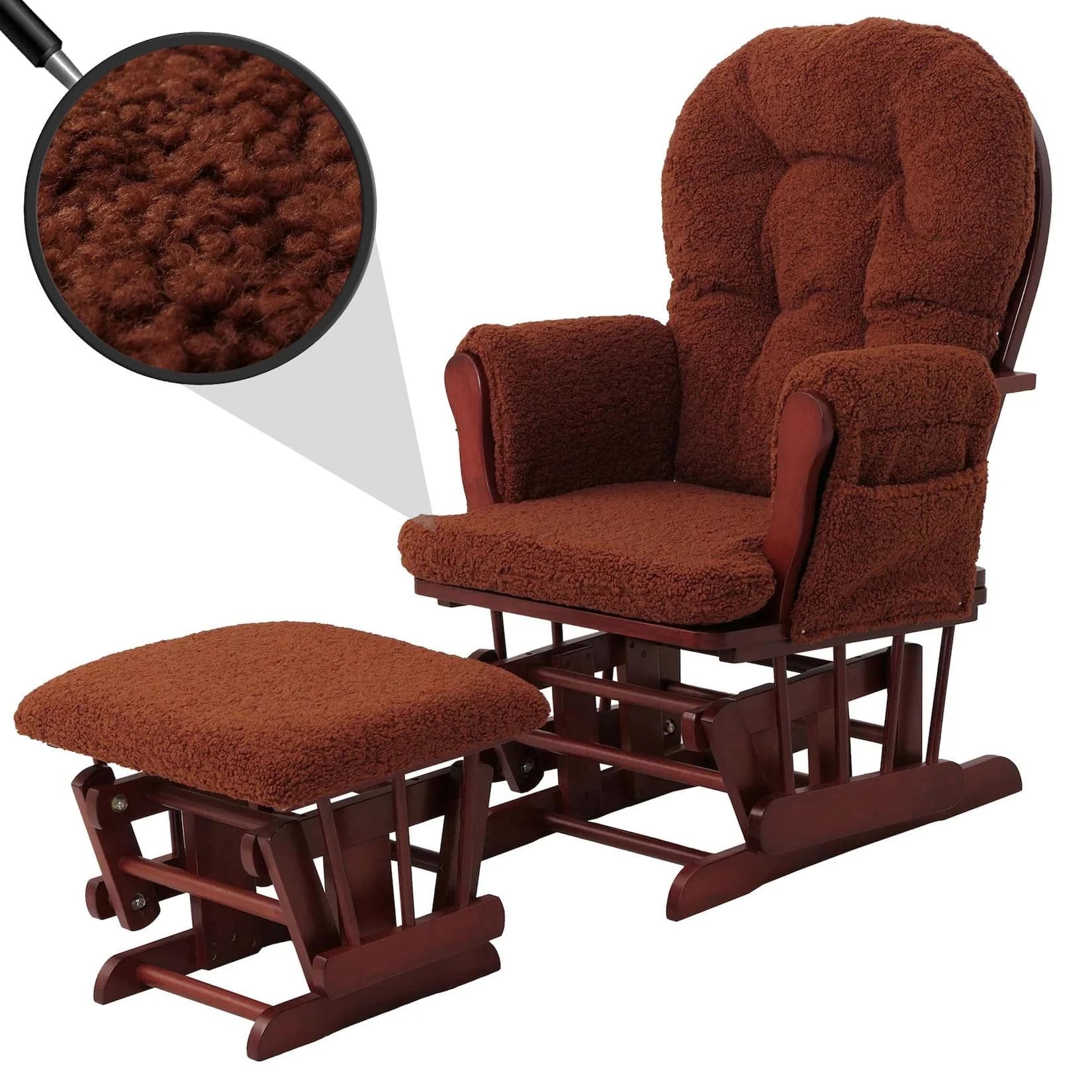 MCW Relaxsessel MCW-C76 mit Hocker - Rostbraun Stoff Bouclé