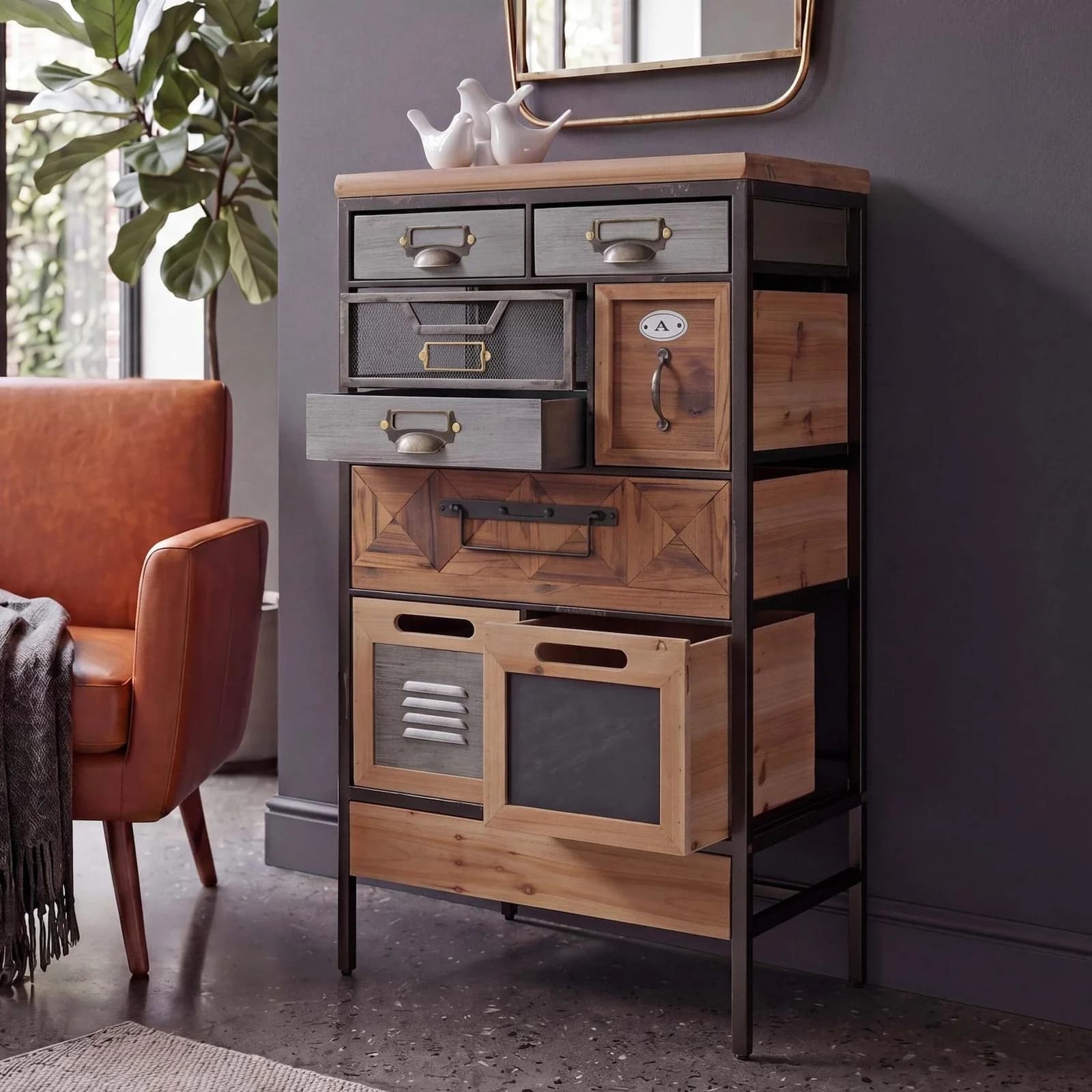 MCW Apothekerkommode Industrial Vintage Holz Metall