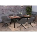 6er-Set Esszimmerstuhl MCW-O47 grau mit Armlehne drehbar Bild 1