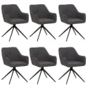 6er-Set Esszimmerstuhl MCW-O47 grau mit Armlehne drehbar Bild 2