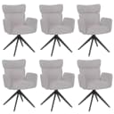 6er-Set Esszimmerstuhl MCW-N11 Drehbar Auto-Return Stoff Bouclé Hellgrau Bild 2
