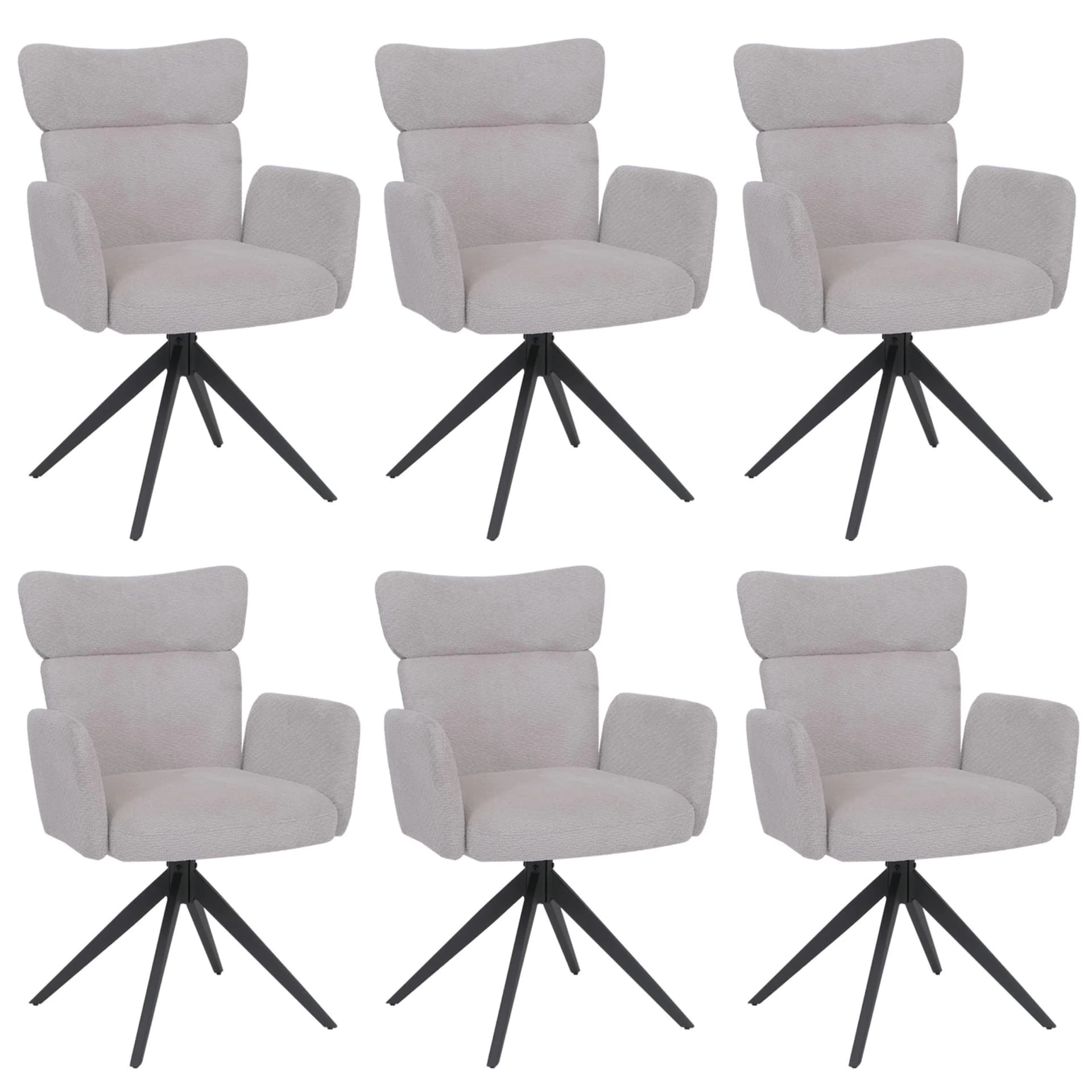 6er-Set Esszimmerstuhl MCW-N11 Drehbar Auto-Return Stoff Bouclé Hellgrau - Bild 2