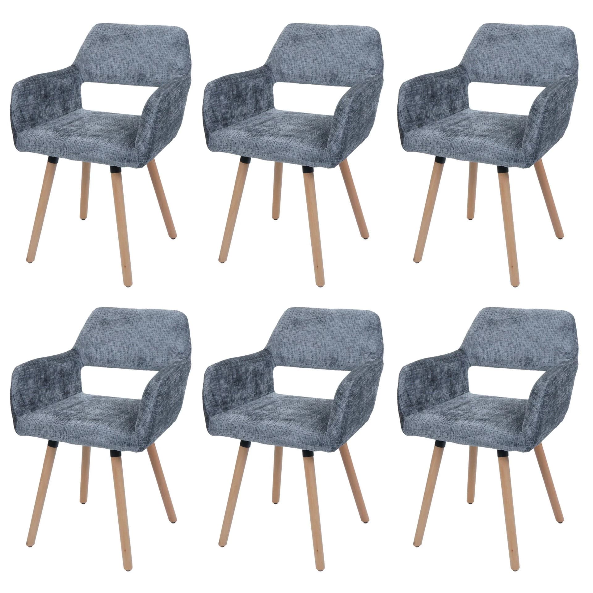 MCW 6er-Set Esszimmerstuhl MCW-A50 II Dunkelgrau Holz Chenille - Bild 2