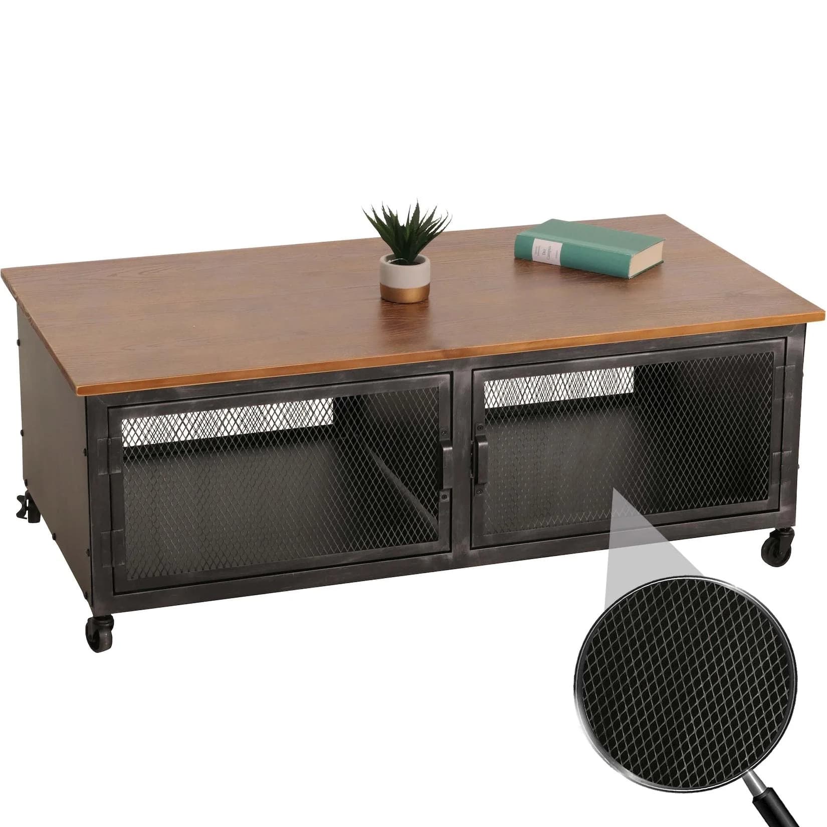 MCW Couchtisch Industrial Retro Metall Holz Schwarz Braun