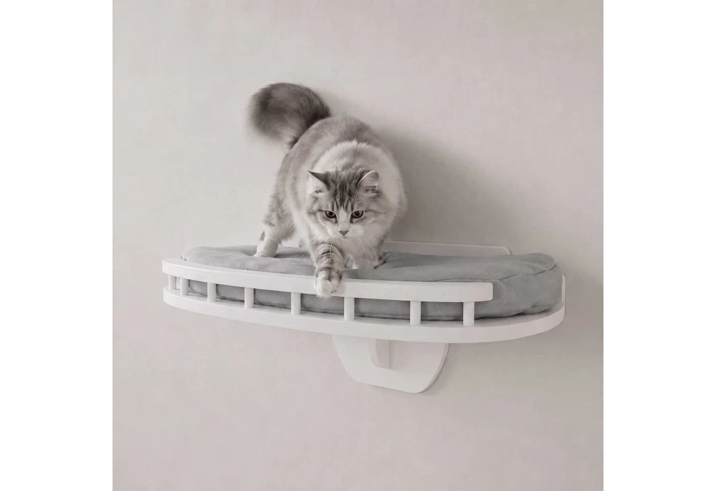 MCW Katzen-Wandregal MCW-Q55 mit Kissen, weiß/grau - Bild 2