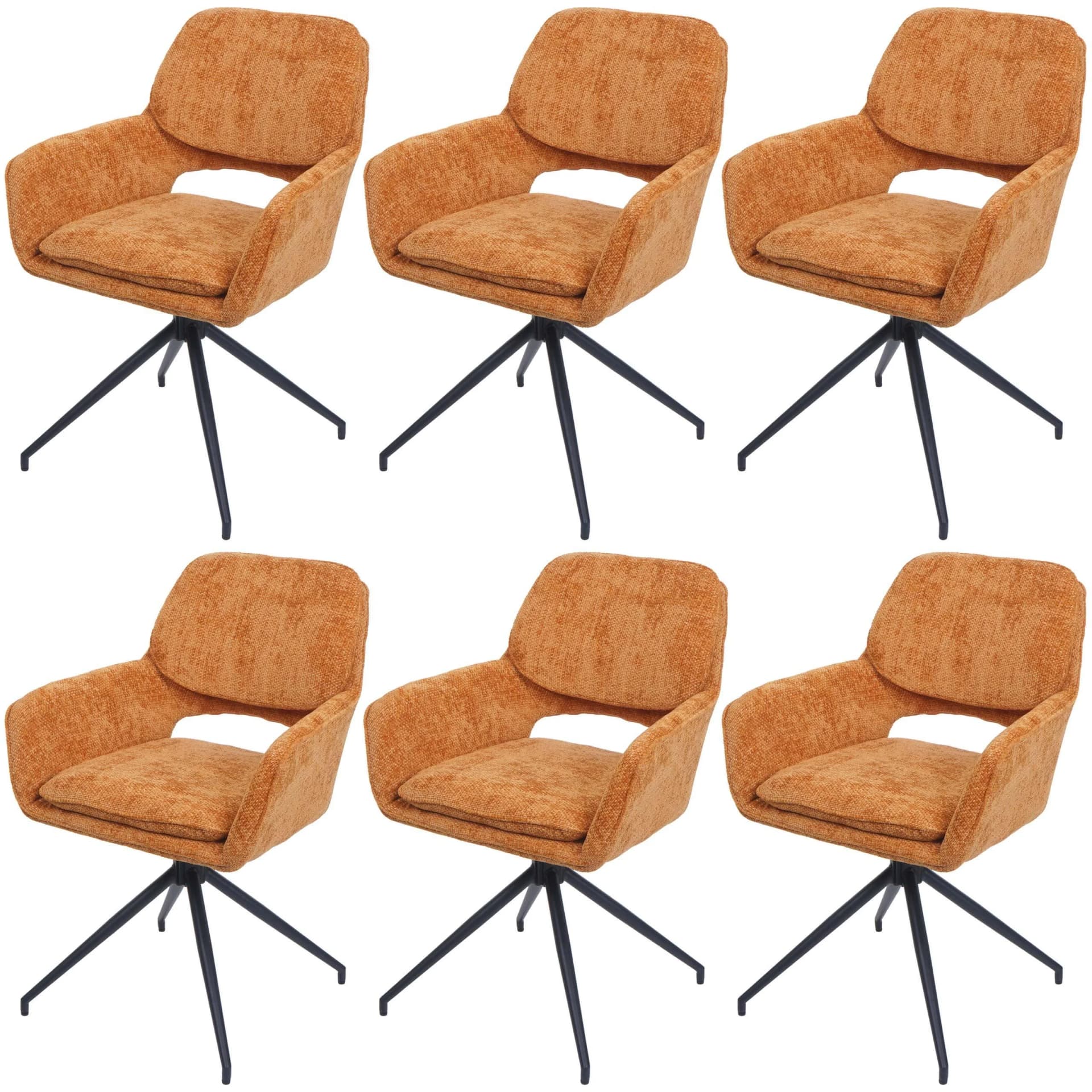 MCW 6er-Set Esszimmerstuhl Ocker-Gelb Chenille Auto-Return - Bild 2