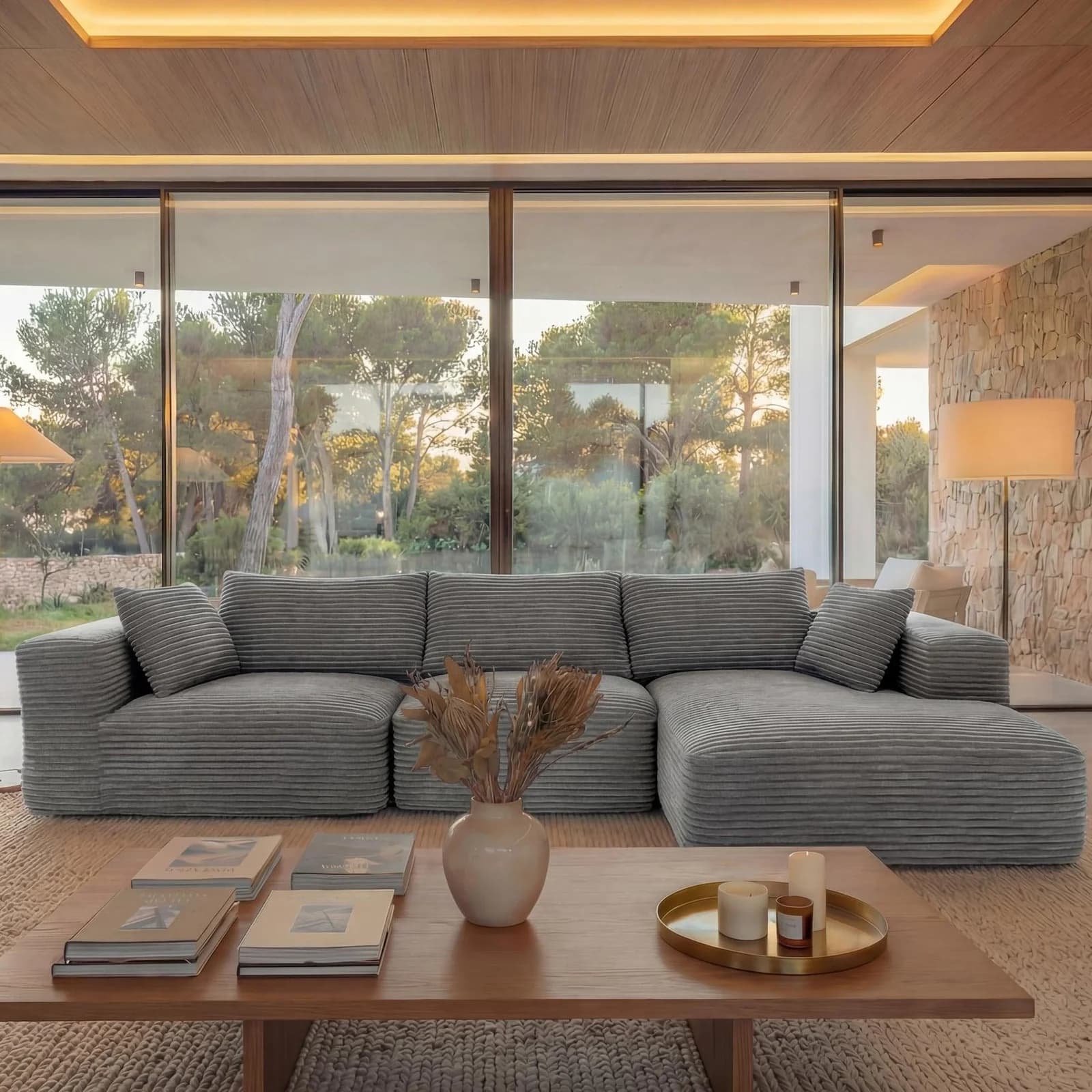 MCW Loungesofa MCW-P20-r Cord-Bezug Taschenfederkern
