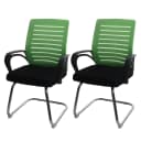 MCW-K51 2er-Set Konferenzstuhl Freischwinger 150kg belastbar Stoff/Textil Grün Bild 2