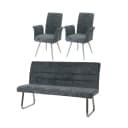 MCW Esszimmer-Set 2er Stuhl mit Armlehne + Sitzbank blau-grün Bild 2