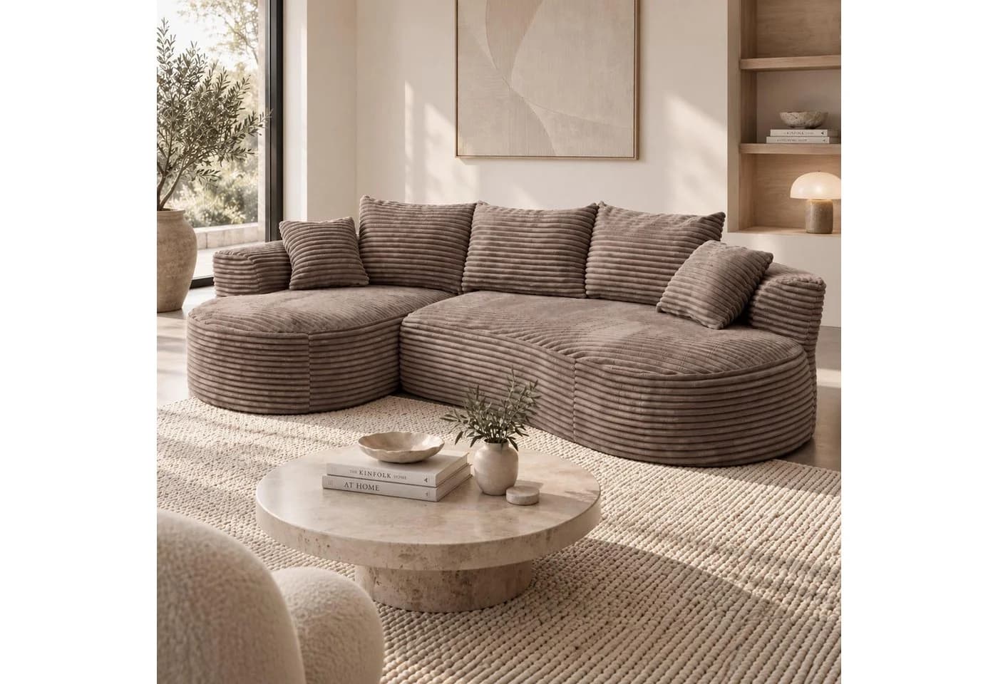MCW Loungesofa MCW-P19-l Braun Cord Taschenfederkern - Bild 5