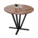 Bistrotisch MCW-M56, Esstisch Massiv-Holz HPL Laminat Melamin Ø92cm, Sheesham Holz-Optik, Dunkles Gestell Bild 1