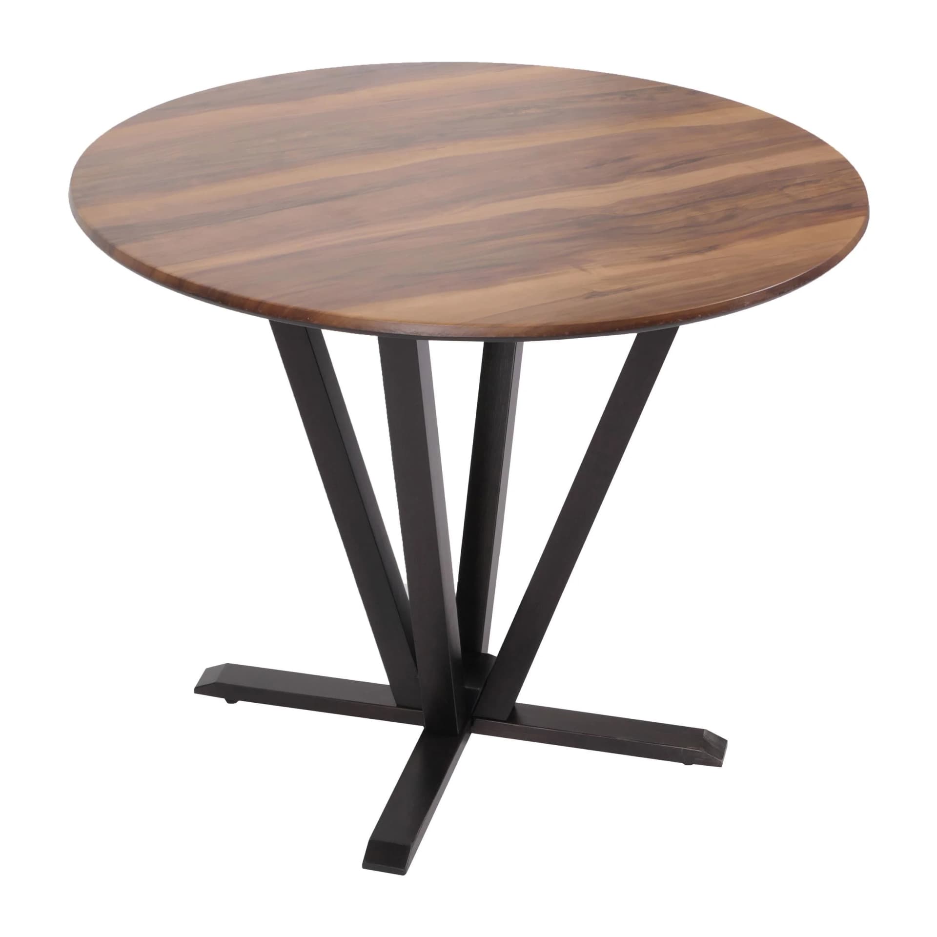 Bistrotisch MCW-M56, Esstisch Massiv-Holz HPL Laminat Melamin Ø92cm, Sheesham Holz-Optik, Dunkles Gestell - Bild 2