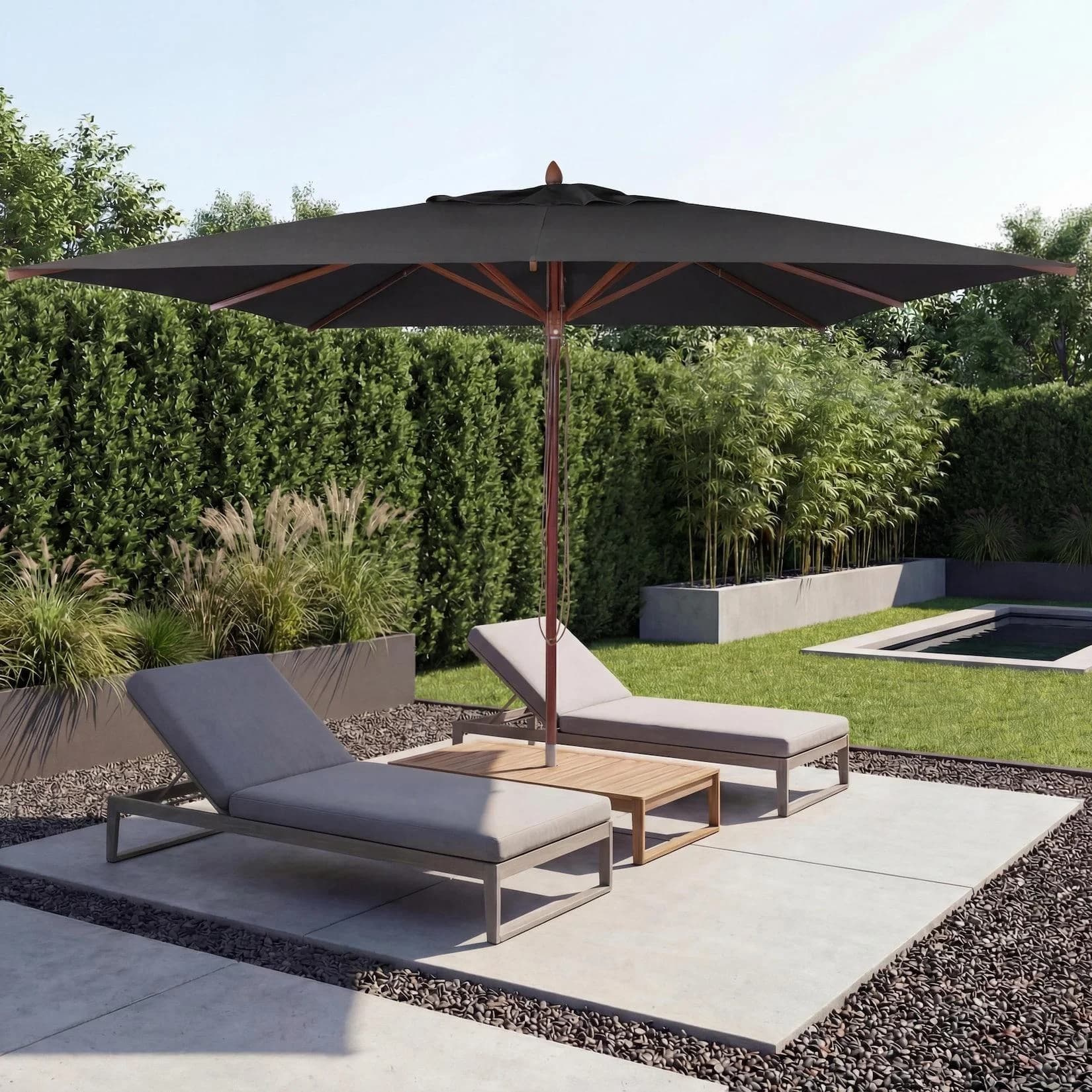 MCW Gastronomie Holz-Sonnenschirm 3x3m Anthrazit