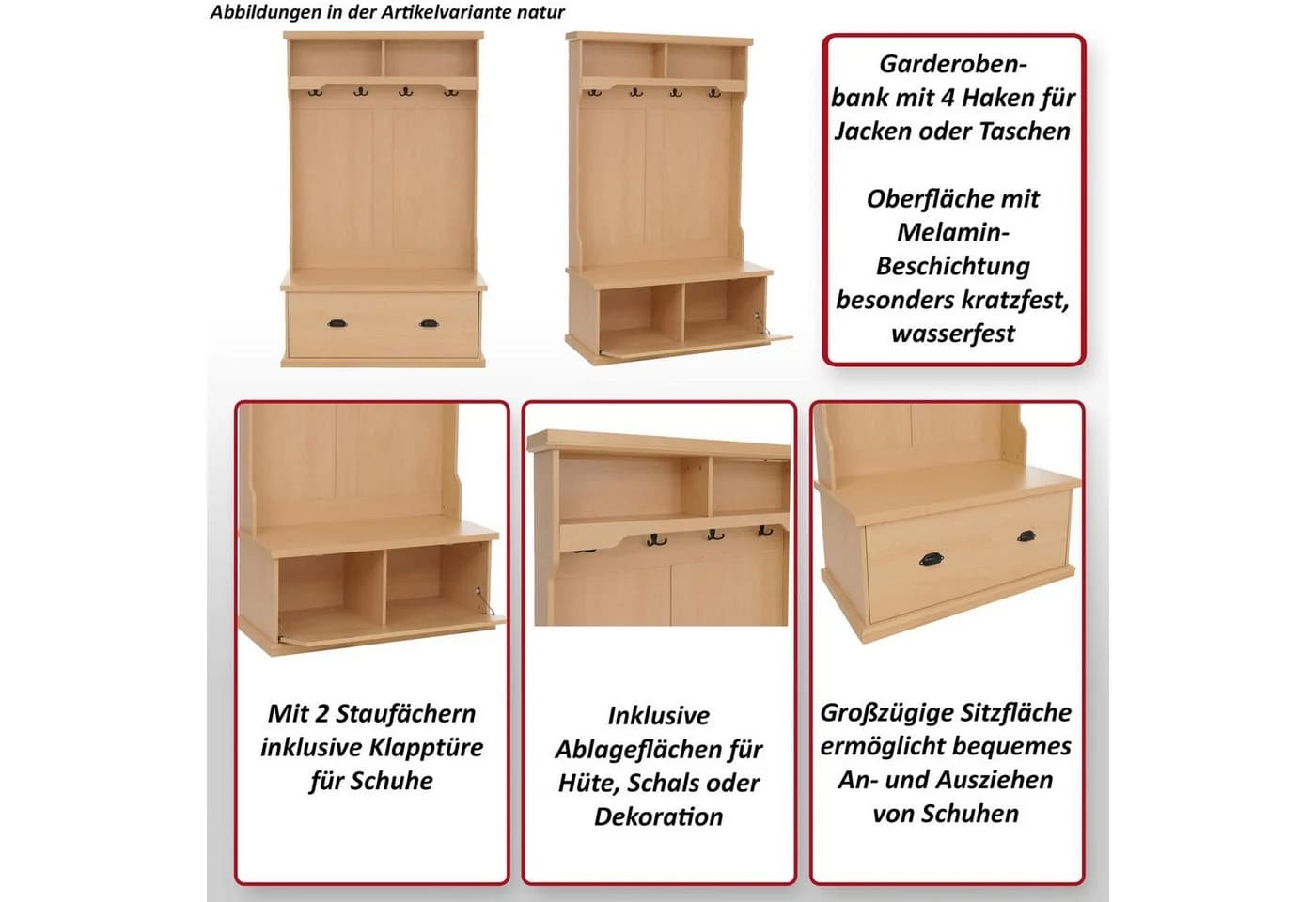 MCW Garderobe MCW-P27 Landhausdesign Weiß - Bild 4