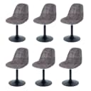 MCW 6er-Set Esszimmerstuhl Braun Stahl Stoff Chenille Bild 2