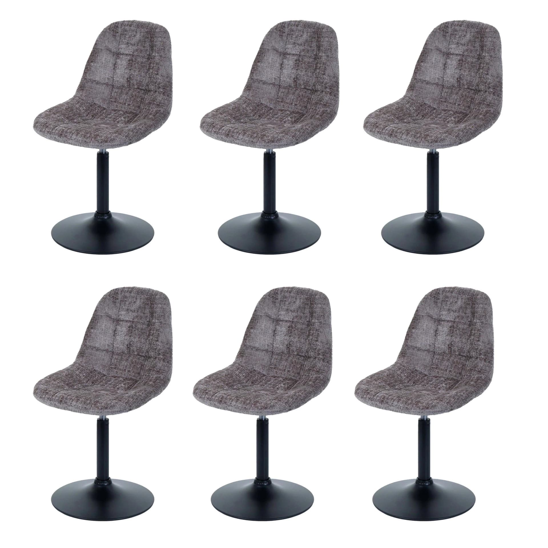 MCW 6er-Set Esszimmerstuhl Braun Stahl Stoff Chenille - Bild 2