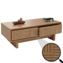 Couchtisch MCW-O33 Sofatisch Wohnzimmertisch Beistelltisch 2 Schubladen 2 Fächer Melamin 40x120x60cm Ulme Natur Bild 1