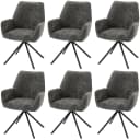 MCW 6er-Set Esszimmerstuhl Dunkelgrau mit Armlehne Chenille Bild 2