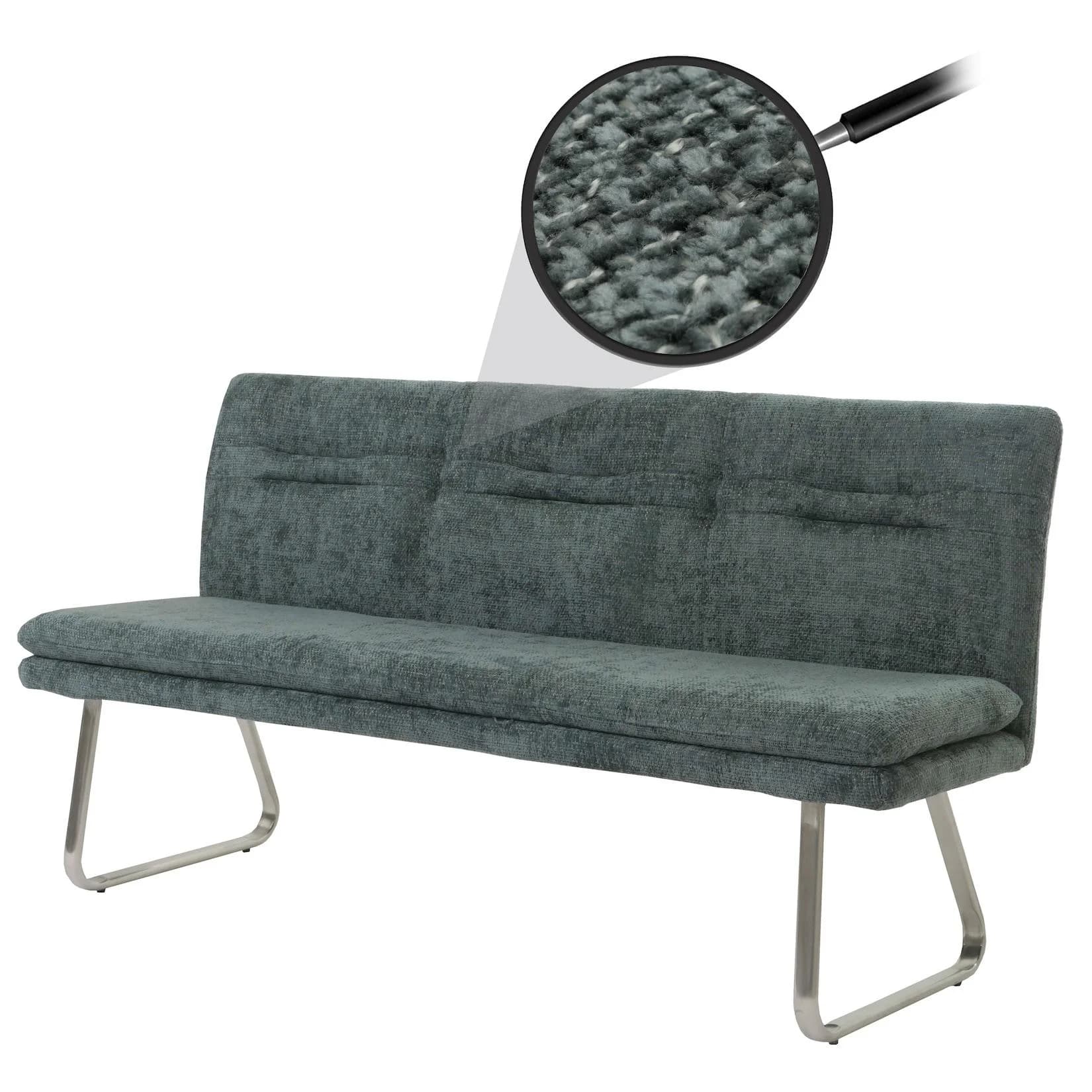 MCW Sitzbank MCW-H70 Esszimmerbank Polsterbank mit Lehne Chenille Blau-Grün