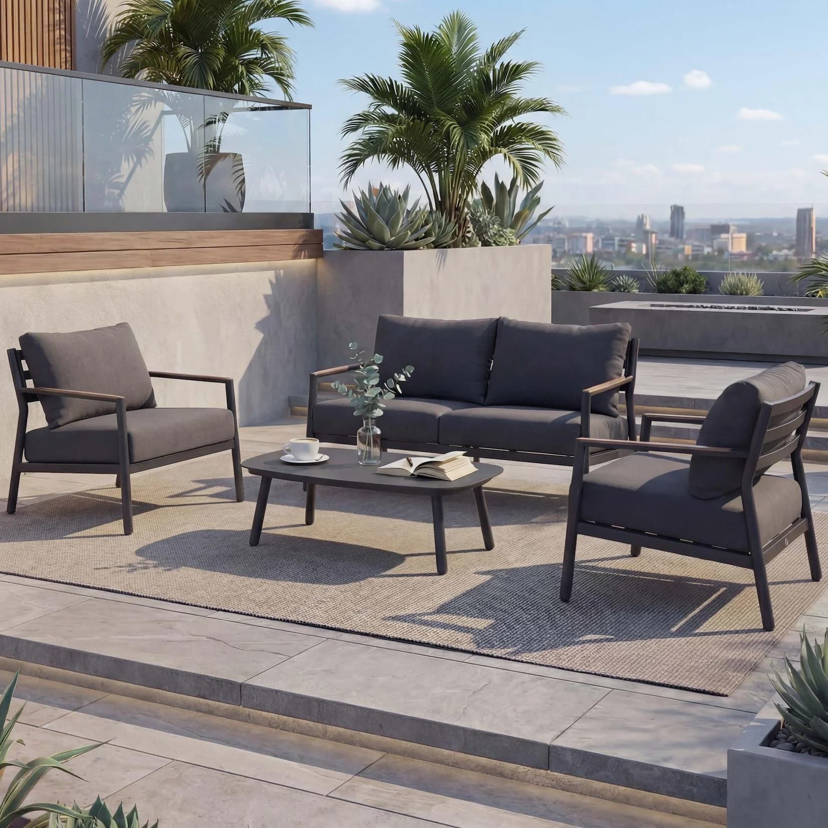 Aluminium Gartengarnitur MCW-P79 Lounge-Set Sitzgruppe Stoff Olefin