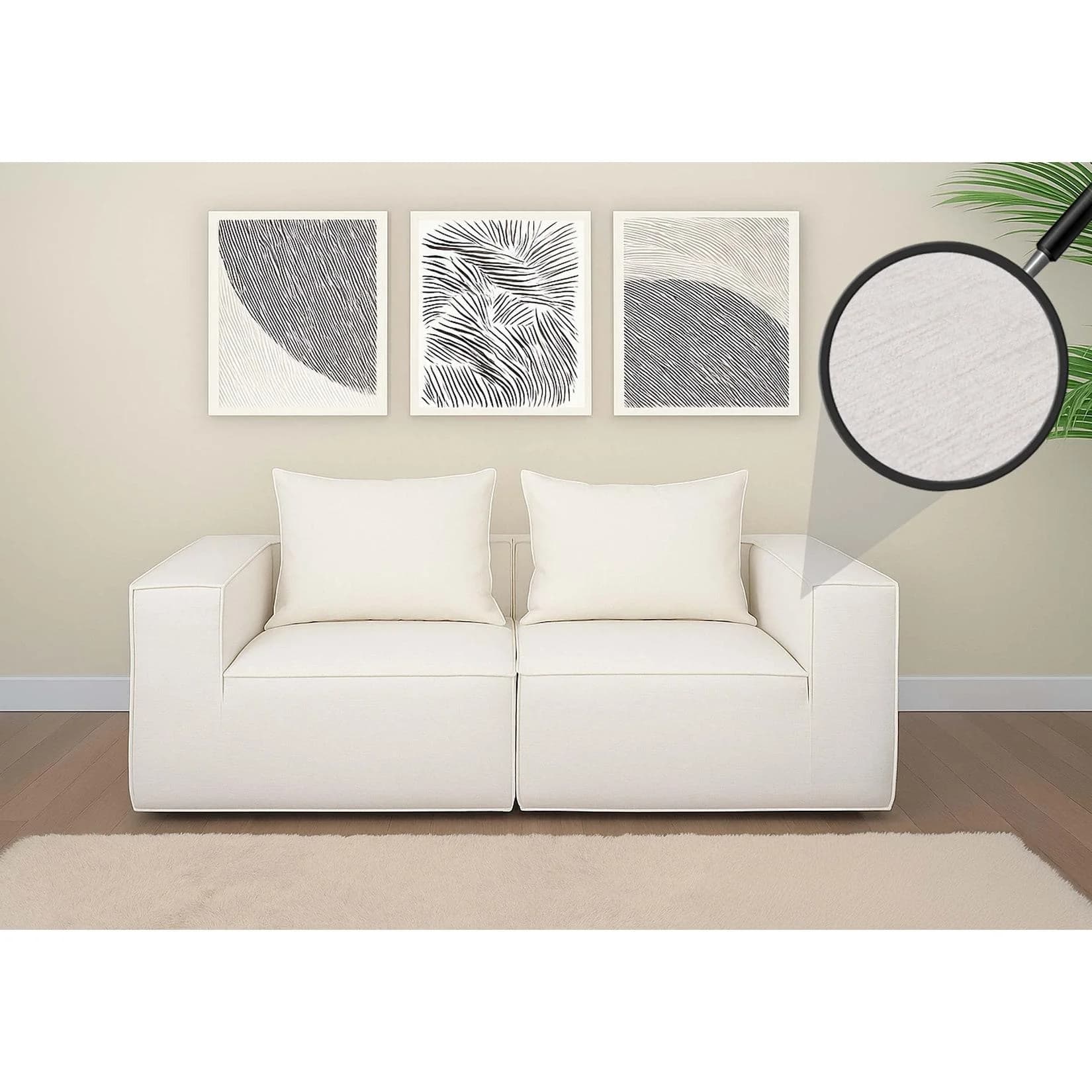 MCW 2er-Sofa Loungesofa Modular Creme Stoff