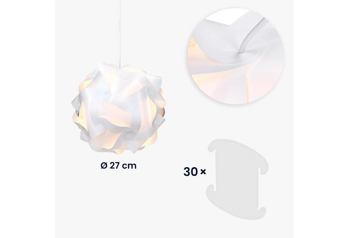 kwmobile DIY Puzzle Lampenschirm Pendelleuchte Weiss 27cm - Bild 5