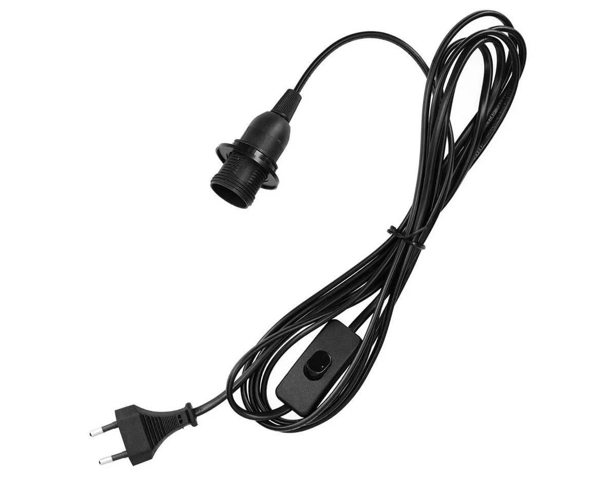 kwmobile E14 Lampenfassung mit Schalter - 3,5m Netzkabel Schwarz - Bild 2