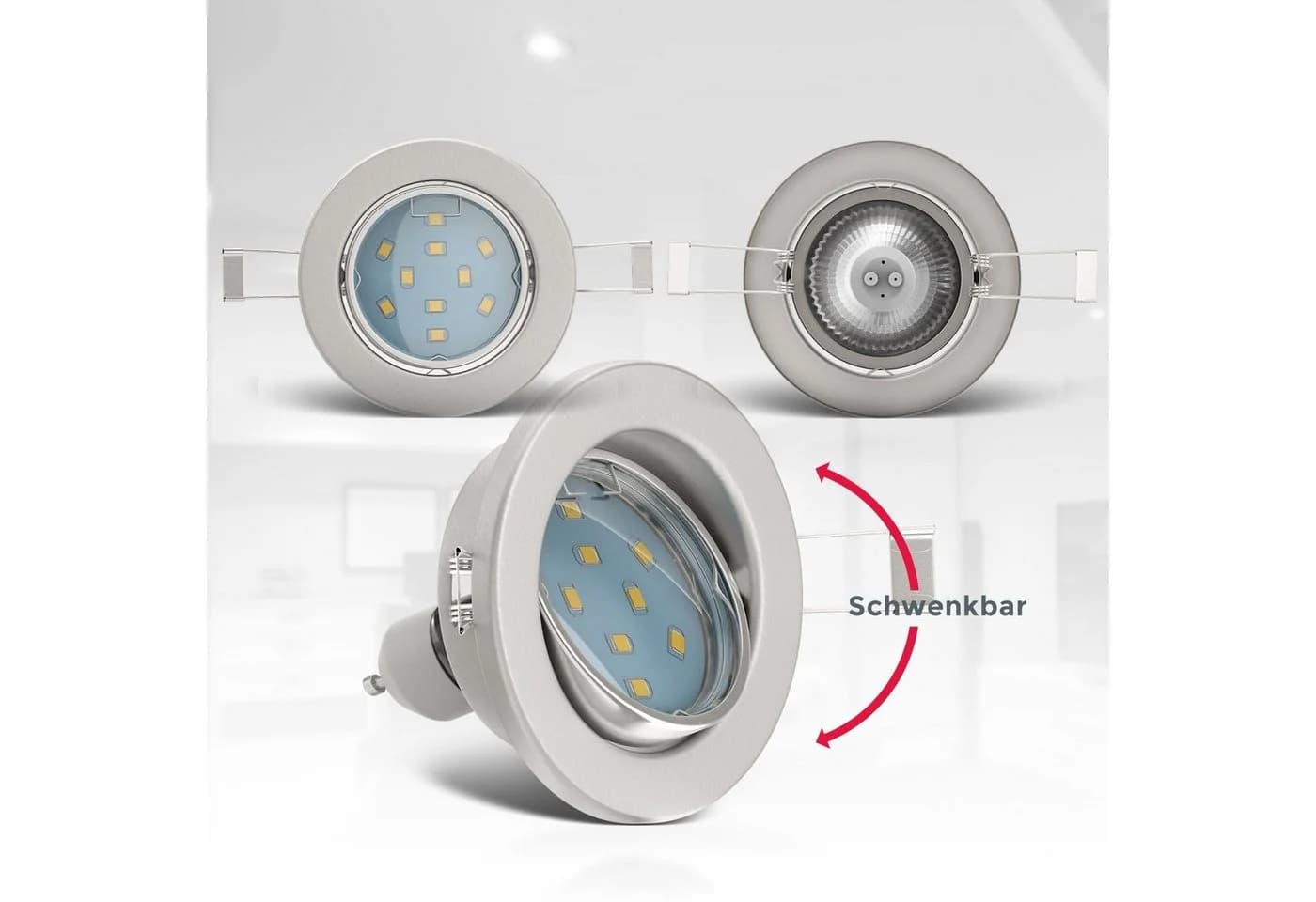 B.K.Licht LED Einbaustrahler schwenkbar inkl. 3W GU10 warmweiß - Bild 4