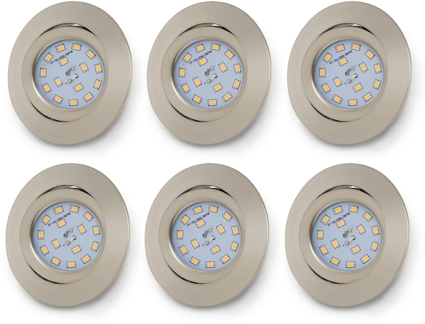 B.K.Licht LED Einbauleuchte 6er Set Schwenkbar Warmweiß Nickel
