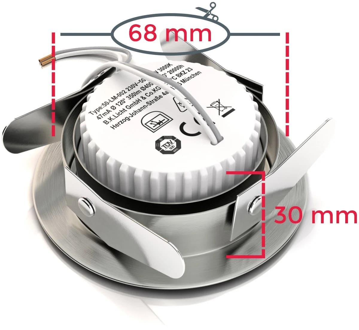 B.K.Licht LED Einbauleuchte 6er Set Schwenkbar Warmweiß Nickel - Bild 4
