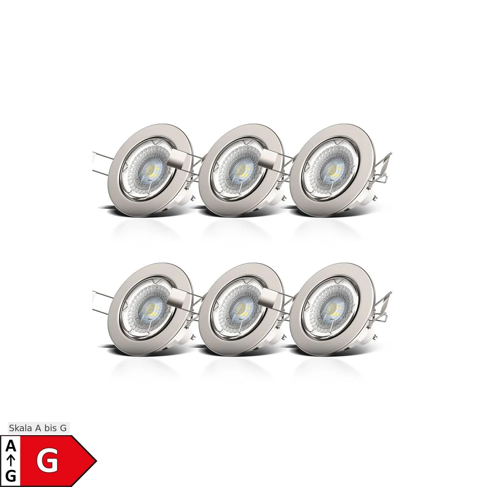 B.K.LICHT 6er Set LED Einbaustrahler Dimmbar Schwenkbar Silber