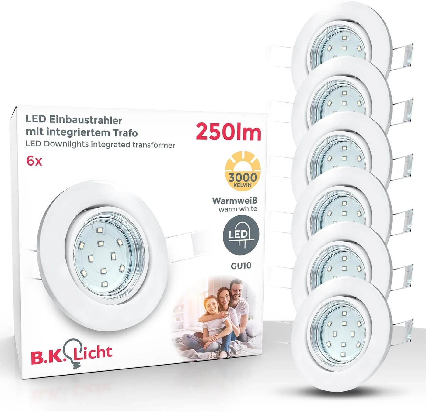 B.K.Licht LED Einbauleuchte 6er Set Schwenkbar Warmweiß - Bild 2