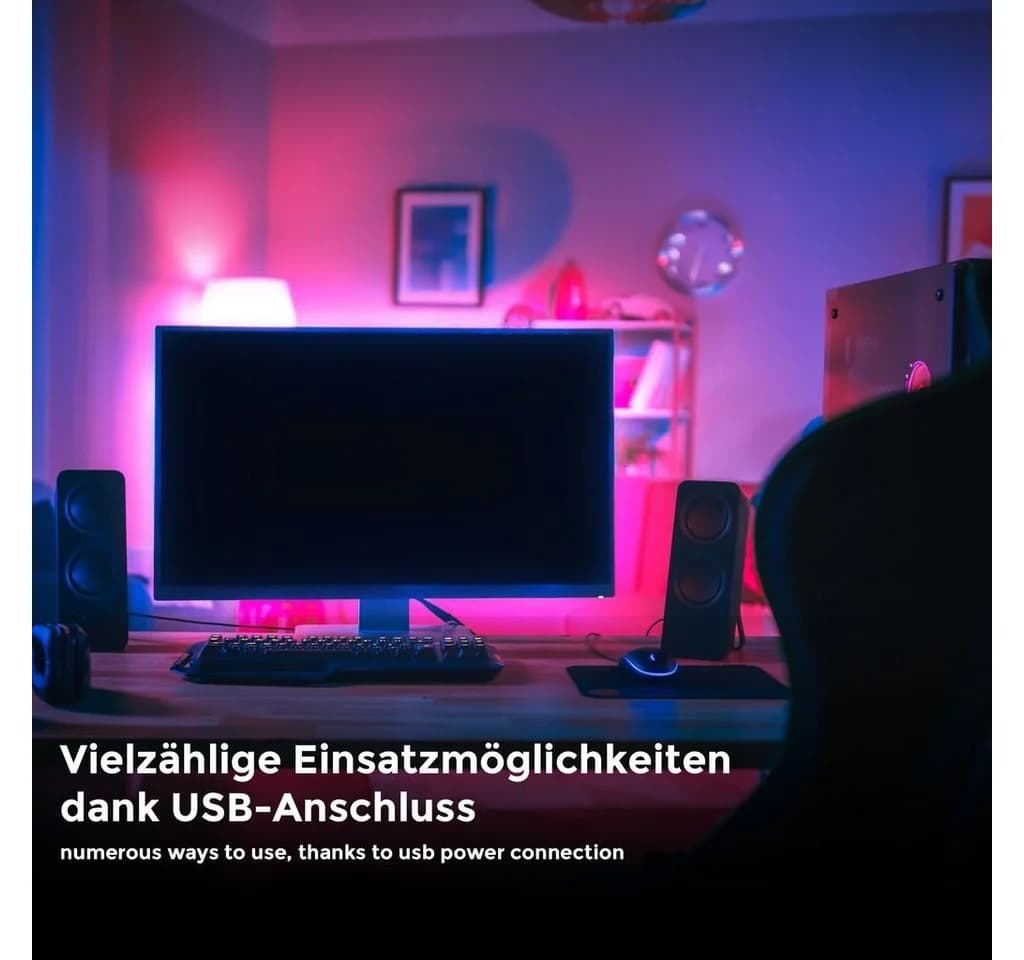 B.K.Licht LED TV Hintergrundbeleuchtung Schwarz USB Dimmbar 40-60 Zoll - Bild 5