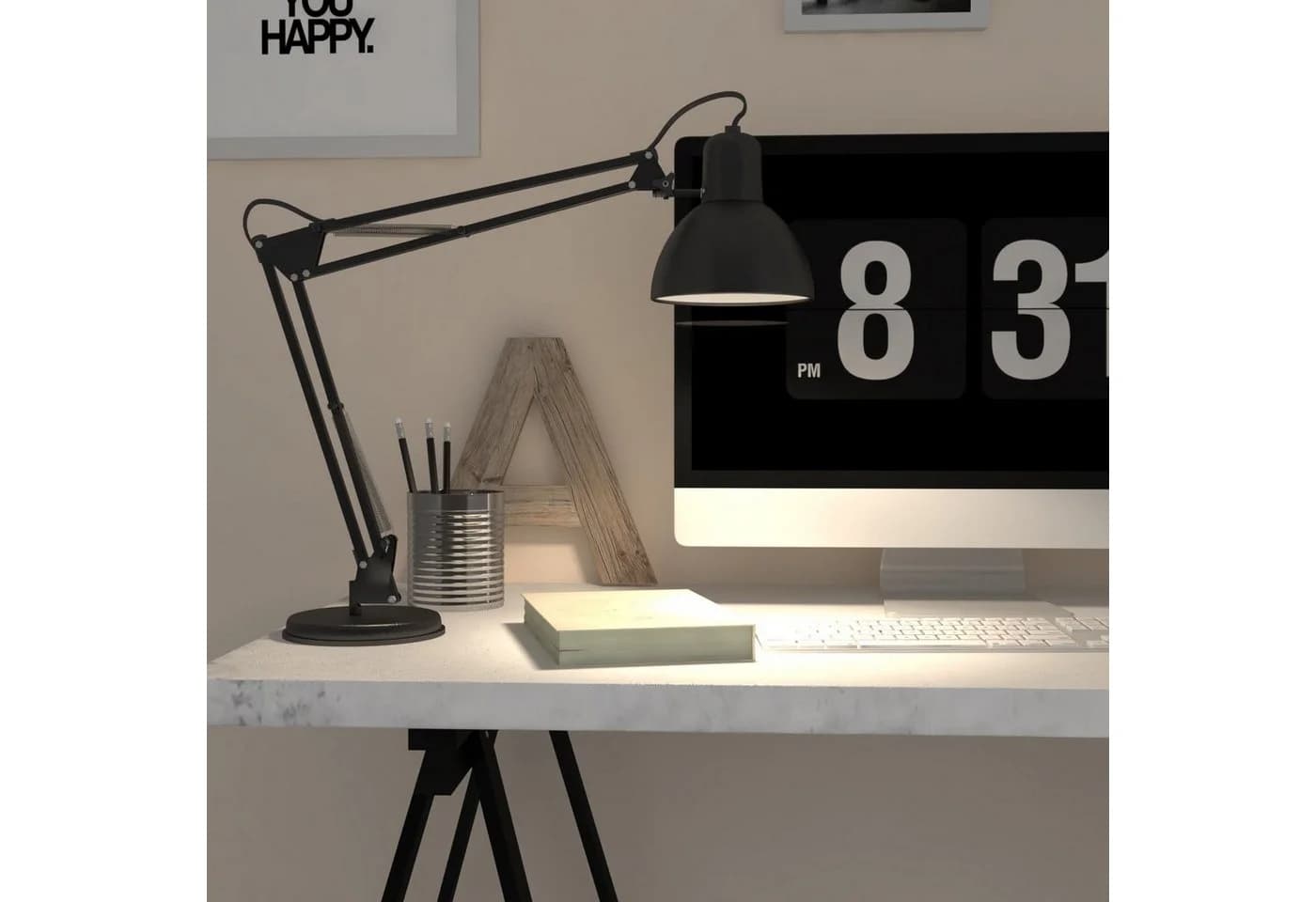 B.K.Licht Schreibtischlampe Draco Schwarz Retro Gelenkarm - Bild 5