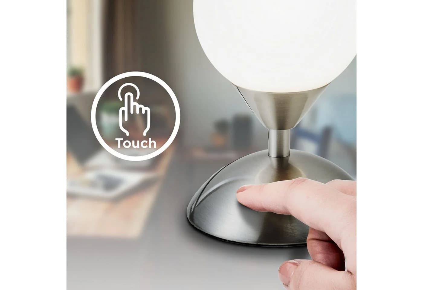B.K.LICHT Tischleuchte Silber Touchdimmer Dimmbar - Bild 4