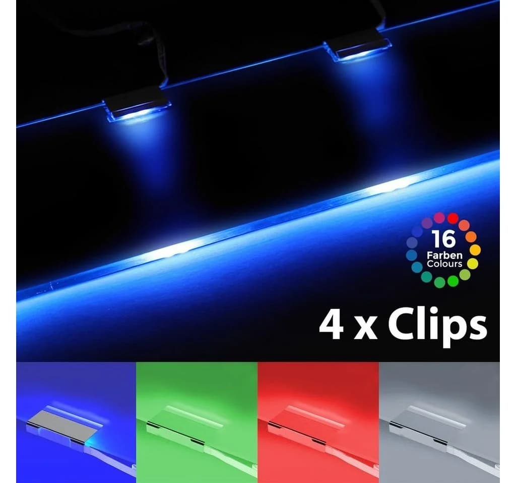 B.K.Licht LED Glasbodenbeleuchtung 4er Set RGB Dimmbar mit Fernbedienung