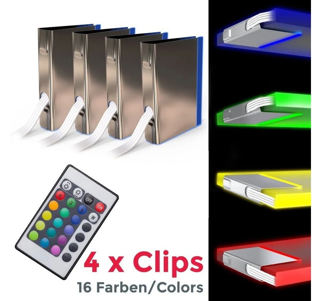 B.K.Licht LED Glasbodenbeleuchtung 4er Set RGB Dimmbar mit Fernbedienung - Bild 3