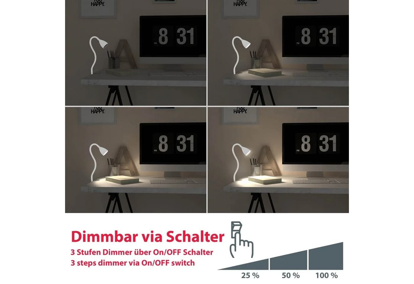 B.K.Licht LED Klemmleuchte Sirius Weiß Dimmbar Schwanenhals - Bild 5