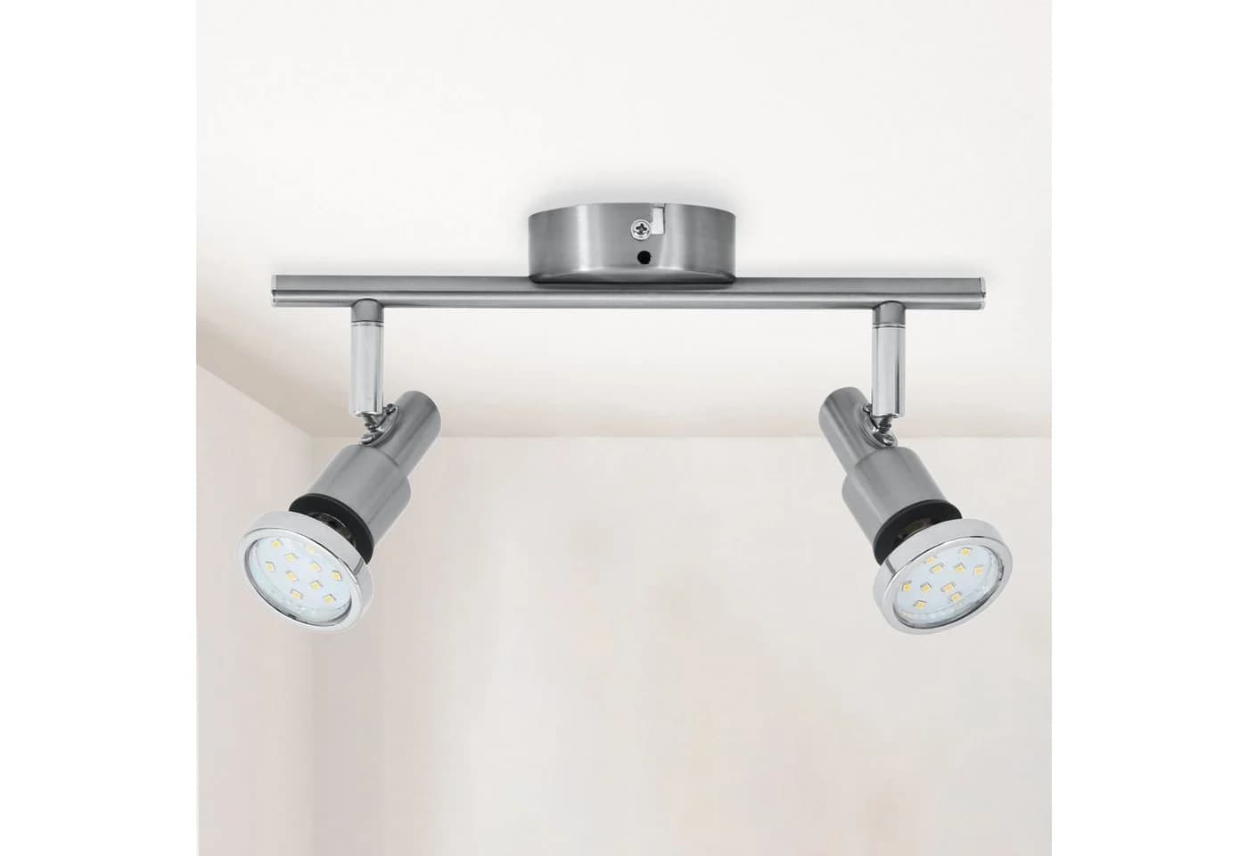 B.K.LICHT LED Deckenleuchte Aurel 2-flammig Silber IP44