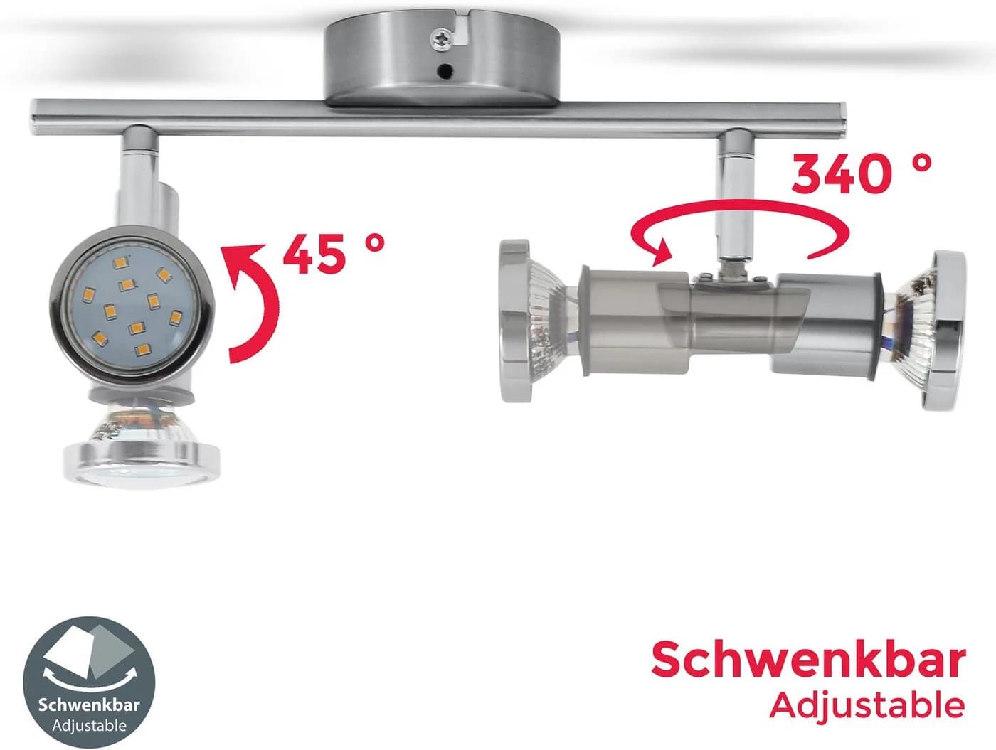 B.K.LICHT LED Deckenleuchte Aurel 2-flammig Silber IP44 - Bild 5