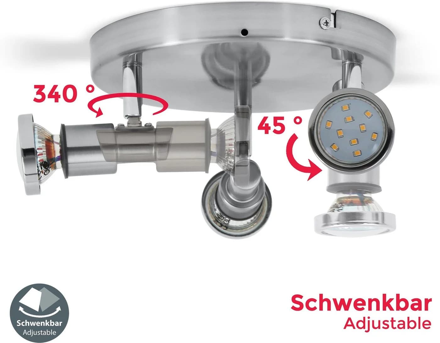 B.K.LICHT LED Deckenspot Aurel 3-flammig silber GU10 IP44 - Bild 4