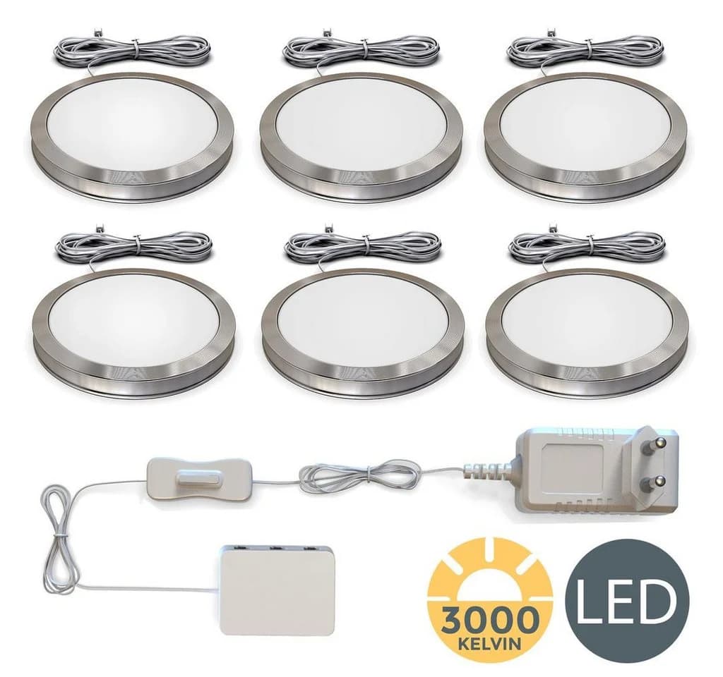 B.K.Licht LED Unterschrankleuchte 6er Set Warmweiß Aluminium - Bild 3