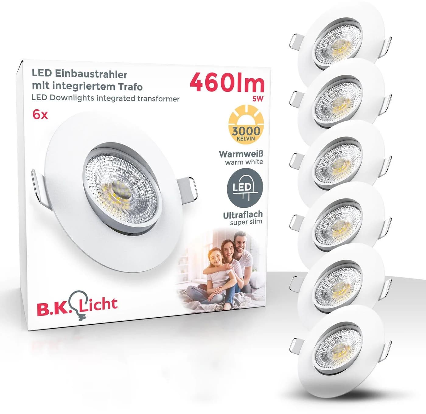 B.K.Licht LED Einbaustrahler 6er Set Ultra-flach Schwenkbar Weiß - Bild 4